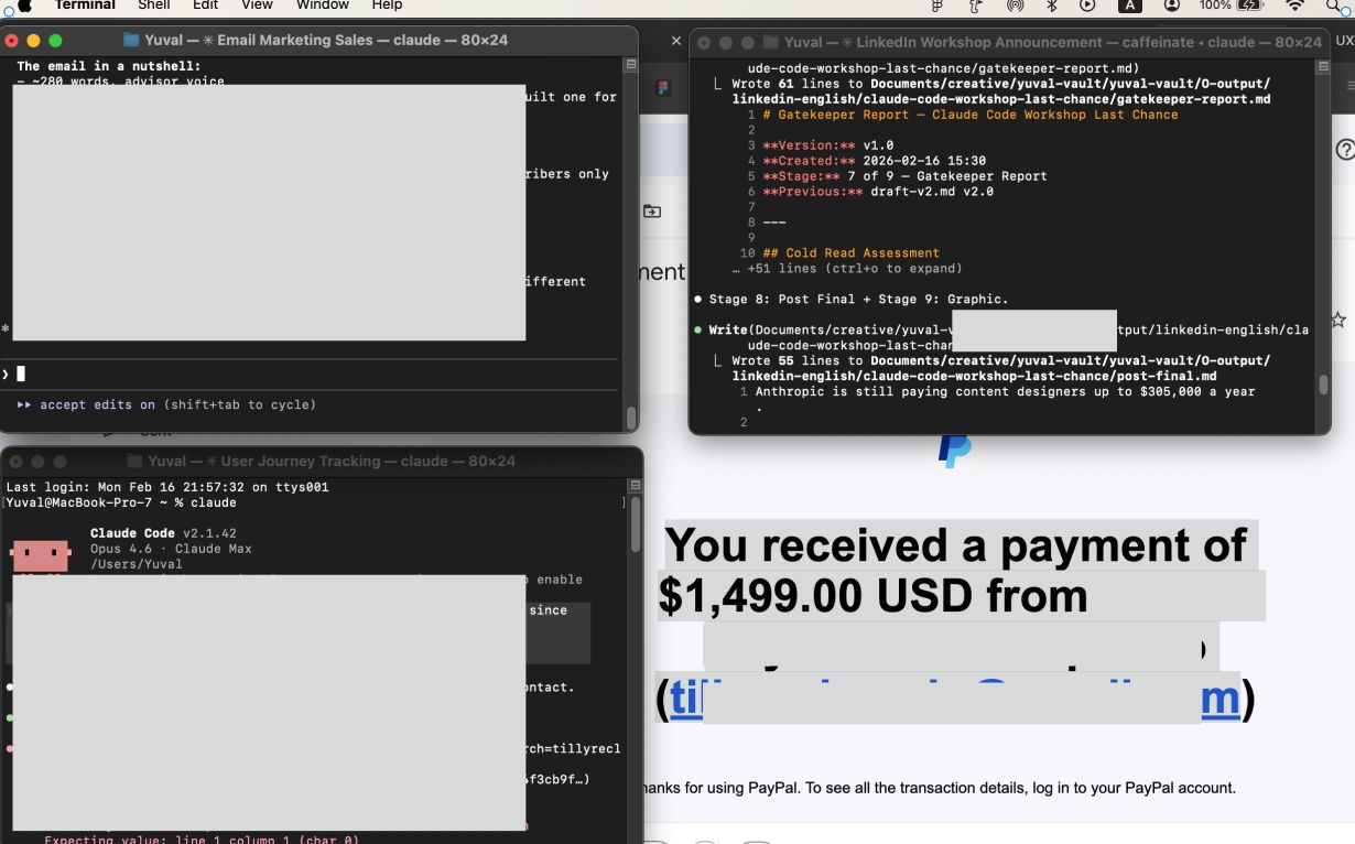 4 טרמינלים של Claude Code עובדים במקביל